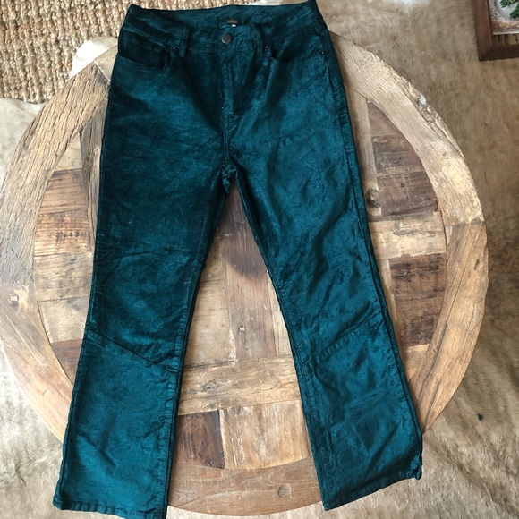 Green Velvet Boot Cut Crop Pants | Poshmark
